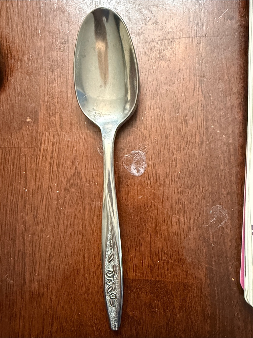 Stainless Steel Floral-Pattern Serving Spoon - Silver teaspoon